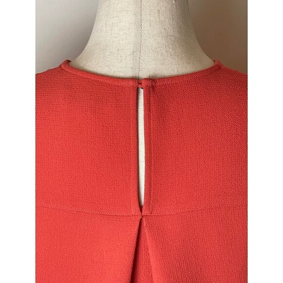 Madewell Orange Crew Neck Keyhole Neck Short Sleeve Tailored Pleated Top Size XS - Picture 9 of 12